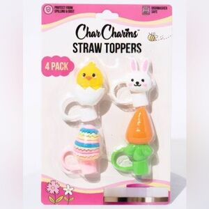 NEW!!! Char Charms Easter Straw Topper 4 Pack Set For Tumblers!-(NWT)
